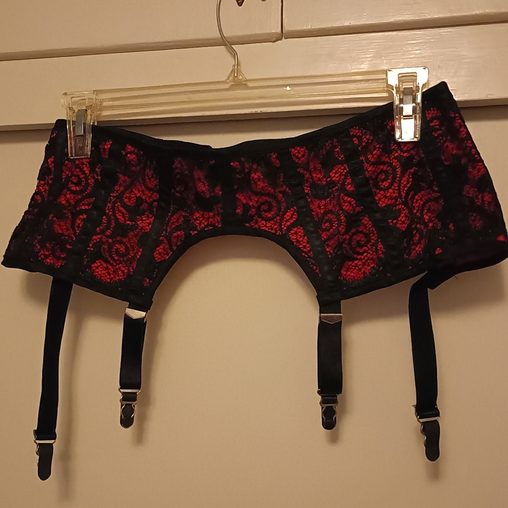 Heavy Red Gothic Garter Belt
